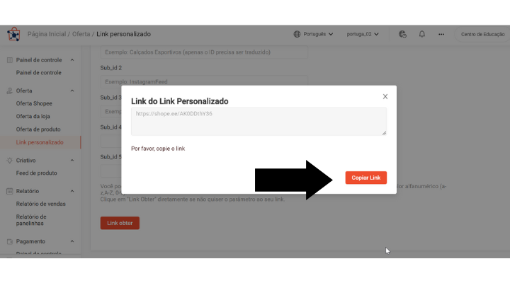 como pegar link de afiliado da shopee